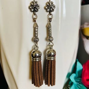 Brown Suede Tassel Earrings